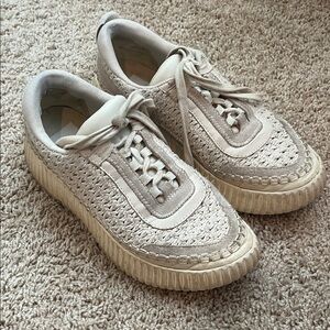 Dolce Vita Dolen Sneakers - Neutral Woven Platform Sneakers - Cream